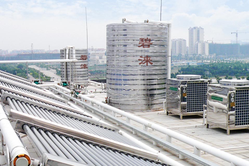 广东禺山中学太阳能加热泵热水项目